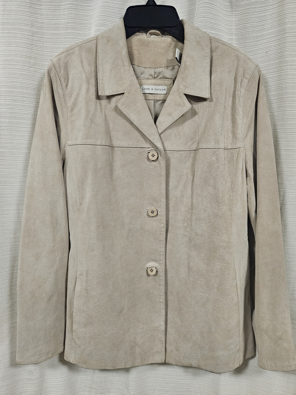 Lord & Taylor Light Beige Suede Button Jacket